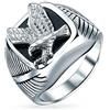 Bling Jewelry Personalizza Anello Chevalier Quadrato Grande da Uomo Nero Patriottico USA Aquila Calva Americana per Uomo in Acciaio Inossidabile Color Argento