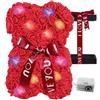 Palucart Orsetto di Rose Rosse con LED - 16x17x20 cm Con Fiocco Rosso San Valentino 838M