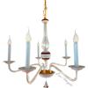 Italamp Lampadario in vetro di murano e ceramica bianca a 5 luci lavorato in stile classico e oro satinato 5XE14 ITA00378050/30