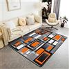 Loussiesd Tappeto geometrico per soggiorno, 150 x 200 cm, colore arancione, grigio, nero, geometria, per bufalo Check, tappetino per interni, antiscivolo, moderno, astratto, arte