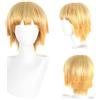 Pwsap Bionda Parrucca Uomo Parrucche Corta, Moda Corto Ragazzo Parrucche con Cuffia Parrucca Regolabile per Cosplay Halloween Carnevale Anime