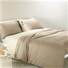 Caleffi 69644 Cotone Bicolor Completo Copripiumino per Piazza e Mezza Letto, Naturale