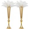 LoveCat Set di 2 vasi a tromba in metallo per centrotavola, anniversario, festa di nozze, centrotavola, decorazioni per matrimoni, 55,5 cm, vaso dorato