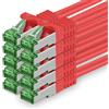 1aTTack.de Cat.7 Cavo di Rete 1,5m - rosso - 10 Pezzi - Ethernet LAN Cat.7 SFTP Spina RJ45 Cat6a 10 Gbit/s Compatibile con Cat5 Cat6 Cat6a Cat8 per Switch Router Modem Patchpanel