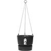 Elho Greenville Hanging Basket 24cm Fioriera da Balcone - Living Black | ∅ 23.5 x A 20.5 cm | Sottovaso integrato | Adatto per uso esterno
