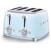 Smeg, Tostapane 4x4 TSF03PBEU, 4 Scomparti da 36mm, 6 Livelli di Doratura, Funzione Riscaldamento, Scongelamento e Bagel, Espulsione Automatica del Pane, 2 Cassetti Raccoglibriciole, 2000W, Azzurro