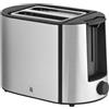 WMF Bueno Pro Tostapane a 2 fette, doppia fessura in acciaio inox con inserto per panini, 2 fette, 6 livelli di doratura, 870 W, acciaio inox opaco