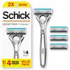 Schick Quattro - Rasoio in titanio, 1 manico e 4 cartucce, rasoi da uomo, 4 lame da barba, lame da uomo, 1 manico con 4 ricariche di lamette