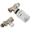 ERCOS Kit termostatico Ercos con valvola termostatica e detentore diritti allacci 1/2" per radiatori