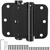 HOSOM Self Closing Door Hinge 3.5 Inch, Spring Hinge, Adjustable Tension for Interior Door, UL Listed, for Left and Right Hand Door, 5/8'' Radius Corners, Matte Black, 2 Pack
