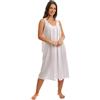 i-Smalls Camicia da notte lunga da donna, senza maniche, in pizzo all'uncinetto, senza maniche, 100% morbido cotone, Scollo a V bianco., XL