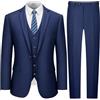 LUPURTY Abiti da Uomo, 3 Pezzi da Uomo Slim Fit, Giacca Solida Gilet Pantaloni con Cravatta, Un Bottone Smoking Set, Blu Navy, L