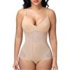SHAPERIN Body Contenitivo Modellante Pancia Piatta Donna Shapewear Bodysuit Scollo a V Intimo Snellente Guaina Contenitiva con Spallino Regolabile Beige M