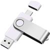 Yaxiny USB C Flash Drive 128GB 1 Stück, OTG USB C Pen Drive, USB 3.0 und USB C Flash Drive, Typ C Speicherstick für USB A+USB C Android Smartphone Metall Weiß