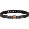 Breil, Collezione Black Diamond, Bracciale Uomo in Acciaio Colorato Black e IP Rose Gold, con Diamante Naturale, Pratica Chiusura a Moschettone, Idee Regalo Uomo, Lunghezza Regolabile 17.5-22 cm, Nero