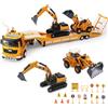 WUSUPU UCAMP Camion Macchinine Giocattolo Trasportatore con Suoni e Luci, 1:40 Costruzioni Giocattolo con Escavatore Ruspa, Macchina Trucks Regalo per Bambino Ragazze Ragazzi 2 3 4 5 6 7 Anni