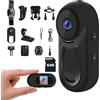CenviaLuxy Action Camera, mini fotocamera magnetica con scheda TF da 64 G, grandangolare a 120°, 1080p, con clip posteriore a 360°, dimensioni del pollice1, con audio e video, videocamera per casco con