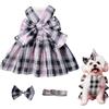 XFSRG Vestiti per Cani Eleganti in Tartan Rosa e Nero con Fiocco Abiti per Cani Matrimonio Pet Clothes di Alta Qualità per Occasioni Speciali per Piccolo Medio Grande (XL)