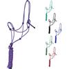 Majestic Ally Cavezza da allenamento in poliestere rigido con 4 nodi da 0,6 cm con corda da 3,5 m abbinata per cavalli, completa (viola, completa)