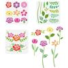 FINGERINSPIRE 3 stencil per pittura con fiori combinati, 20 x 20 cm, temi di piante in PET con spruzzatura riutilizzabile, ibisco, rosa, dalia, margherita, giglio, tulipano, garofano, modello stencil