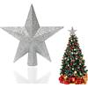 HONGECB Stella per Albero di Natale, Puntale e Ornamenti Festivi, in Plastica Argento - Decorazione Casa