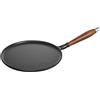 Staub Pans Crepiere con manico in legno rotonda - 28 cm, nero