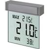 TFA Dostmann Termometro digitale a finestra, VISION, 30.1025, ampio display con temperatura esterna, con valori massimi e minimi, resistente alle intemperie, facilmente rimovibile, argento
