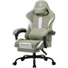 GTPLAYER Sedia da gioco, ergonomica, da gioco, con poggiatesta e cuscino lombare, imbottita, con poggiapiedi, poltrona girevole, capacità 150 kg, colore: verde
