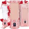 BlendyGo Frullatore portatile mini frullatore elettrico BlendyGo 3 usb ricaricabile tritatutto elettrico frullo piccolo blender smoothie maker trita ghiaccio e frutta congelata (Sugar Pink)