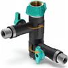 rainfactory sdoppiatore Rubinetto Giardino 2 Vie 3/4 - connettore Tubo Giardino con attacchi girevoli 360° e valvole indipendenti - Adattatore Rubinetto per irrigazione e Giardino