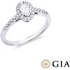 Gioielli di Valenza Anello con diamante taglio ovale 0.40ct GIA in oro bianco 18k