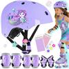 MoSoulais Sirenetta Set Casco Protezione per Bambina Casco Bici Regolabile Ginocchiere Gomitiere Protezioni per Monopattini Skateboard Ciclismo Pattini in Linea Pattinaggio Scooter Ciclismo