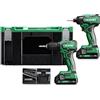 HIKOKI KC18DFXJAZ - Confezione da 2 batterie agli ioni di litio da 18 V, 2 x 2,0 Ah
