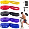 SURFOU Elastici Fitness Set con 4 Livelli di Resistenza, Bande Elastiche con Borsa, 2 Maniglie, Gancio alla Porta e Guida Esercizi, per Allenamento, Stretching, Pilates, Powerlifting