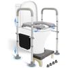LMLJINTL Rialzo WC con Braccioli | Alzata WC per Anziani Regolabile in Altezza e Larghezza, Rialzo Water con Braccioli, Riduttore WC per Anziani 8-Livelli 68-85cm con Maniglie Antiscivolo