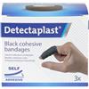 Detectaplast Cerotto smart impermeabile nero, compressa autoadesiva per ferite e distorsioni, cerotto in rocchetto per manipolare alimenti, cerotto rotolo, 2,5 cm x 4,5 m, 3 pezzi