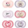 MAM Istruzioni in Lingua Straniera MAM Day & Night Ciuccio in silicone 6 16 mesi, set da 6 pezzi My lovely Girl , con 3 scatole sterilizzate