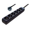 MAXTRACK Transmedia NV4-5L - Presa multipla Schuko a 6 posizioni, colore: nero, 5 m