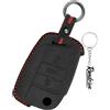 Rondrive Custodia per chiavi in pelle scamosciata, adatta per Seat Ibiza 2022 Leon MK3 2016 Arona 2018 2019 per VW Passat B8 Golf 7 chiave auto cover portachiavi nero