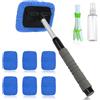 AMFUN Pulitore Parabrezza Auto, Spazzola Pulizia Vetri Auto, Detergente per Parabrezza Retrattile con 6 Cuscinetti in Microfibra, 1 Flaconi Spray
