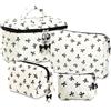 Mulaibdin 4 Pezzi Beauty Case da Viaggio, Trousse Trucchi Donna, Pochette Trucchi Ragazza, Fiocco Makeup Bag Organizer in Cotone, Carino e Portatile Borse da Toilette per Regalo (Nero + Bianco)