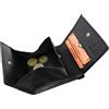 Impex Portafoglio in vera pelle, nero, 10,5 x 9,5 cm, 10,5 x 9,5 cm, Classico
