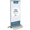 EUROPEL Porta Menu da Tavolo 1/3 A4 Verticale. Espositore da Tavolo in Acrilico e Alluminio con Leggera Inclinazione. Portadepliant e Portacartello per Ristoranti, Hotel, Reception e Conferenze