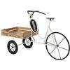 DRW Triciclo Fioriera in Metallo con Vassoio in Legno Bianco, Nero e Naturale 89x151x56 cm