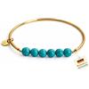 happymaker Bracciale rigido con pietre preziose, bracciale elastico in acciaio inossidabile color oro da donna con pietre di turchese, fatto a mano in Germania