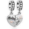 SBI Jewelry Ciondolo a forma di cuore con scritta Mother Daughter Son per braccialetti, regalo per donne, ragazze, mamma, compleanno, festa della mamma, Rame, metallo.