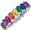 Bling Jewelry Anello Eternity Multicolore con Zirconi Cubici AAA LGBTQ Arcobaleno Taglio Ovale Anello di Anniversario e Matrimonio per Donne in Argento Sterling .925 Anelli Impilabili da 5MM