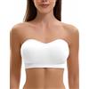 Ailixcozy Reggiseno senza spalline push up senza ferretto a fascia, taglie grandi, antiscivolo, in silicone, senza cuciture, con spalline trasparenti e nere, bianco, S
