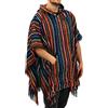 loudelephant 100% INTRECCIATO GHERI Cotone Messicano stile Poncho con cappuccio - bianco e nero