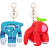 AUNGCSHE 2 PCS Italian Brainrot Portachiavi Brainrot Peluche, Steal a Brainrot, Brain Rot, Portachiavi, Adatto per Zaini, Chiavi, Valigie e Portafogli (Rosso)